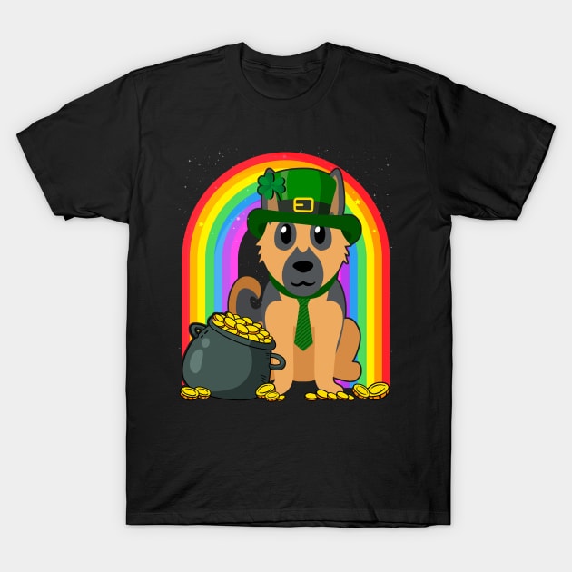 German Shepherd Rainbow Irish Clover St Patrick Day Dog Gift graphic T-Shirt by theodoros20